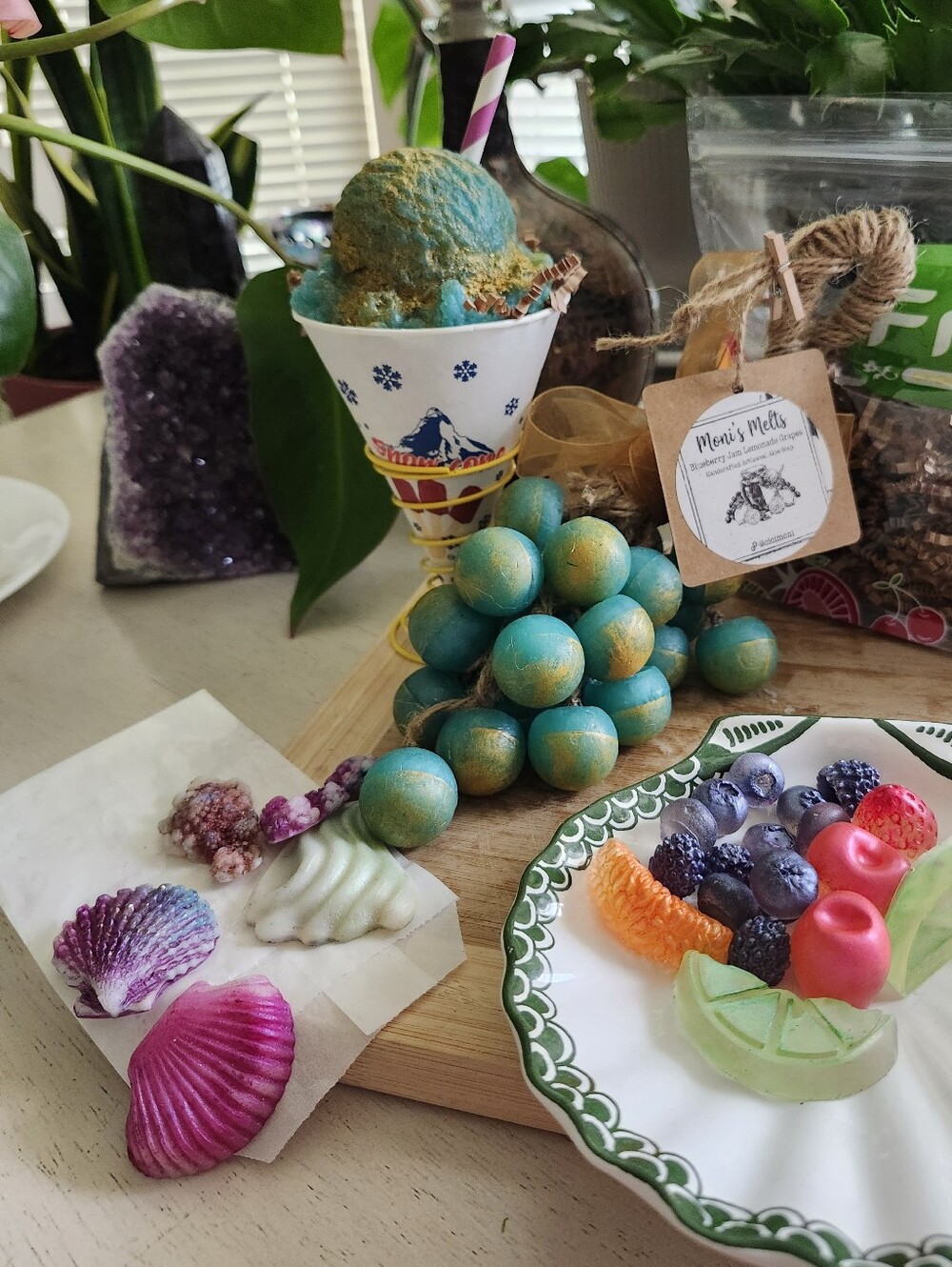 🫐🍋Handcrafted GIFT Aloe Blueberry Lemonade Soap Grapes on a Rope GIFT - Picture 9 of 10